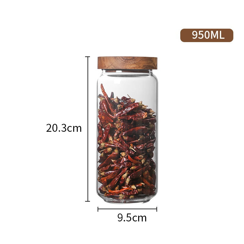 Durable Glass Storage Bottles Jar With Wooden Cap Lid Sealed Tea Coffee Beans Storage Box Candy Spices and Snack Jars
