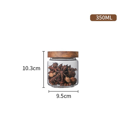 Durable Glass Storage Bottles Jar With Wooden Cap Lid Sealed Tea Coffee Beans Storage Box Candy Spices and Snack Jars