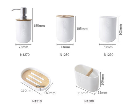 Bathroom Container Bamboo Soap Dish Soap Dispenser Toothbrush Holder Soap Holder