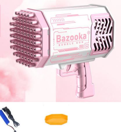 Bubble Gun Bazooka 69 Holes Soap Bubbles Machine Gun Shape Automatic Fan Blower With Light Toys For Kids Pomperos