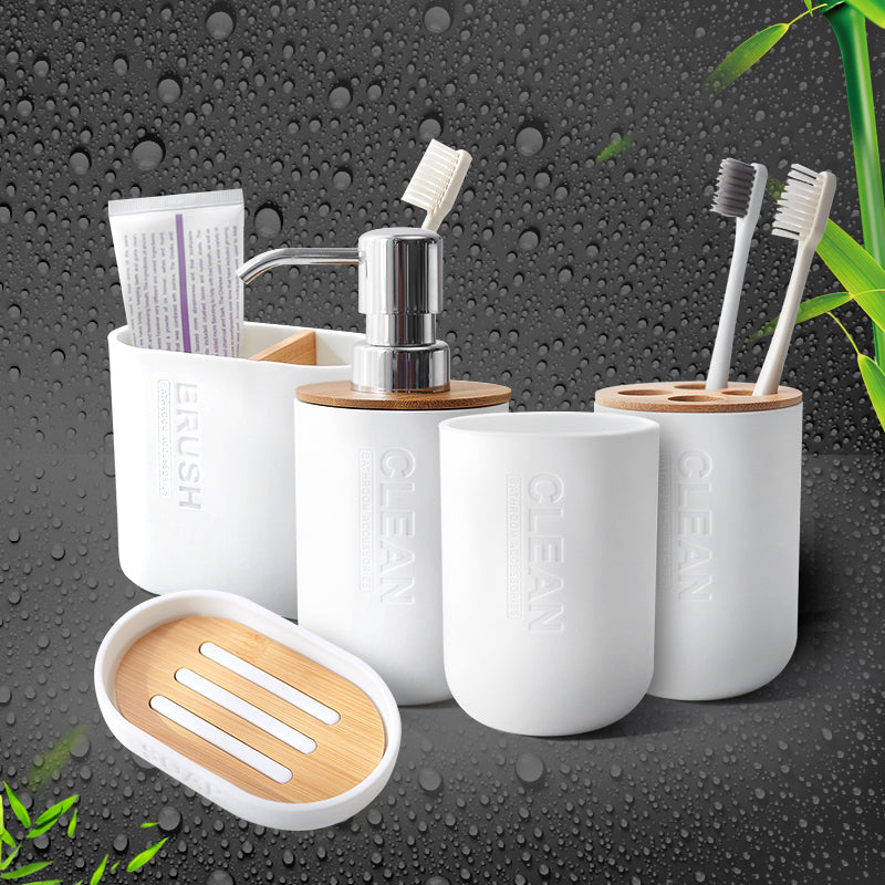 Bathroom Container Bamboo Soap Dish Soap Dispenser Toothbrush Holder Soap Holder