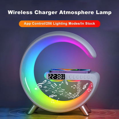 New Intelligent G Shaped LED Lamp Bluetooth Speaker Wireless Charger Atmosphere Lamp App Control For Bedroom Home Decor