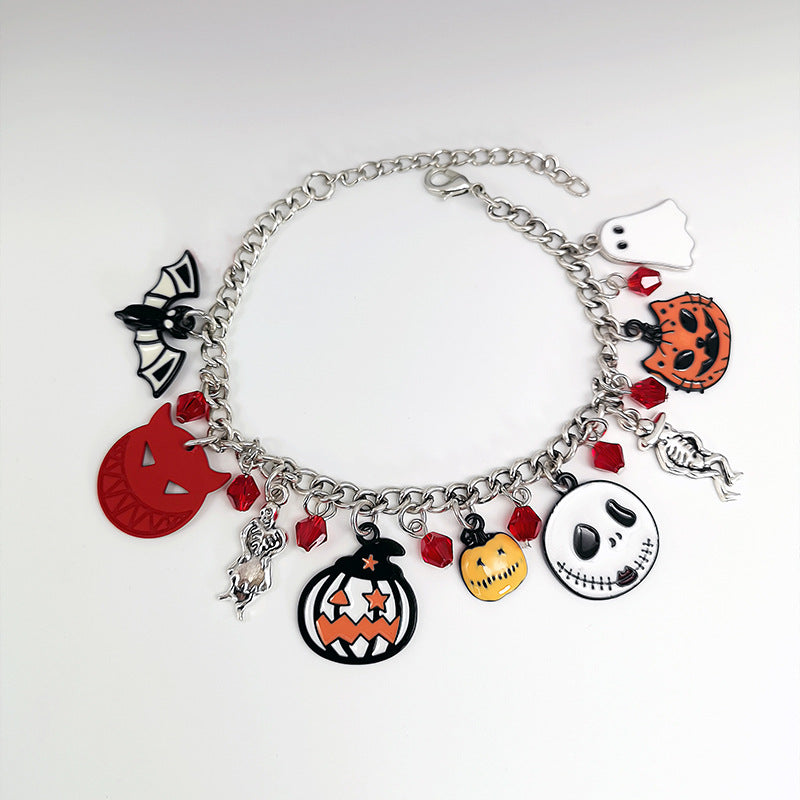 Halloween Bracelet With Pumpkin Skull Ghost Funny Jewelry